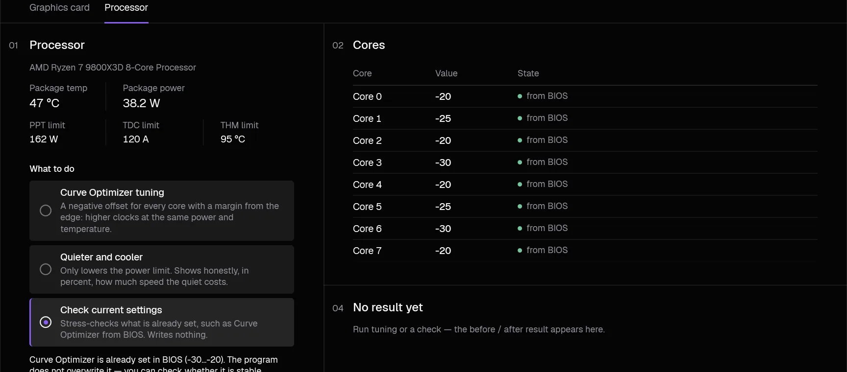 Curve Optimizer already set in BIOS