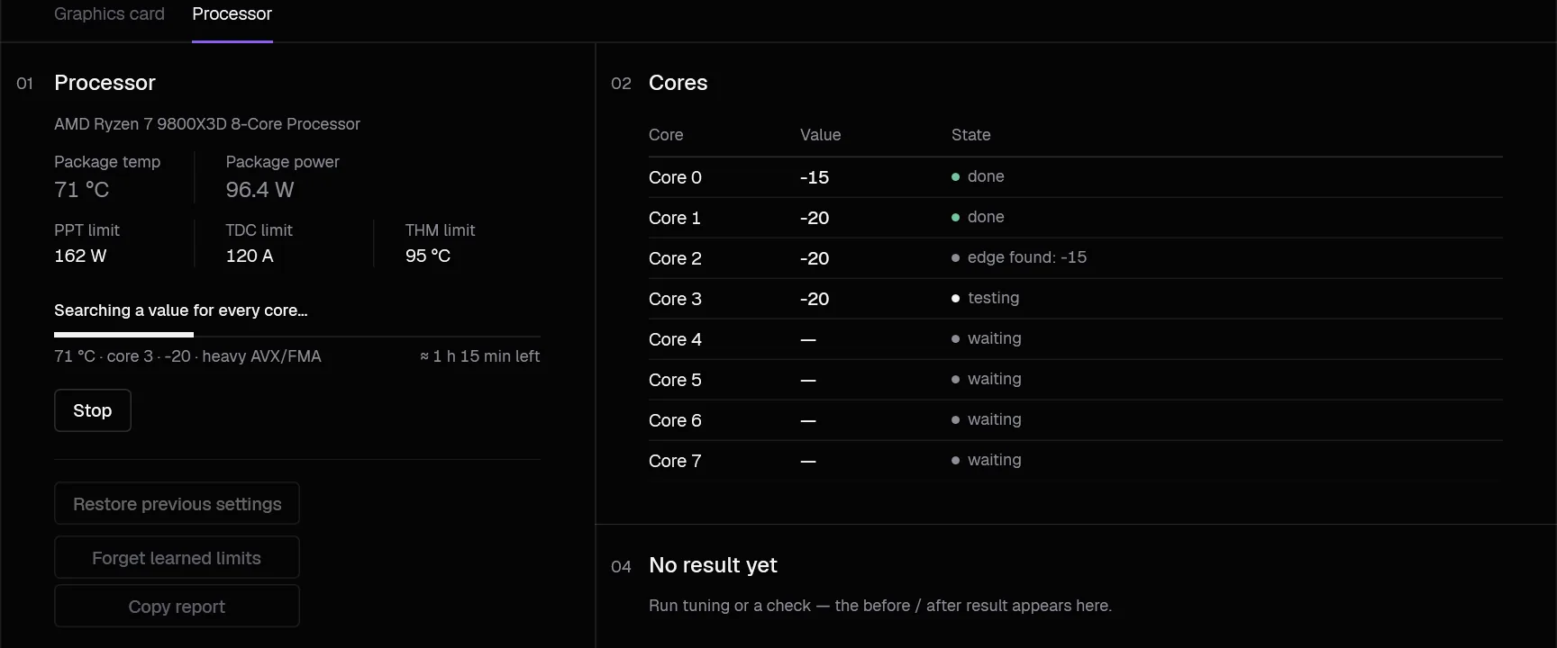 Curve Optimizer tuning in progress