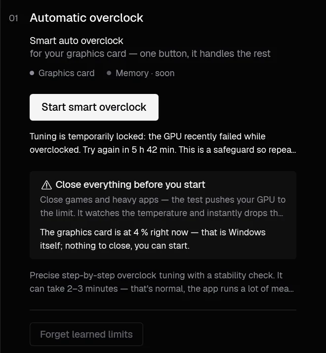 Message about tuning being temporarily locked